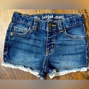 Toddler Girl Lace Cut- Off Jean Shorts